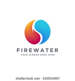 Modern geometric energy water and fire logo icon vector template on white background