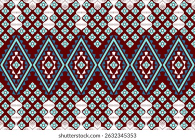 Modern Geometric Fabric Pattern – Brown, Blue, and White Fashion Textile Design
