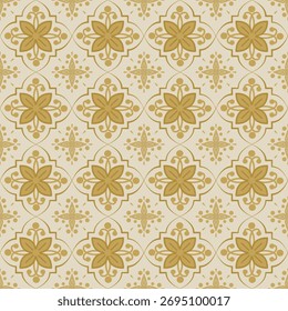 Padrão floral geométrico moderno em ouro, Padrão floral geométrico contínuo para papel de parede, Design de fundo de padrão floral geométrico mínimo