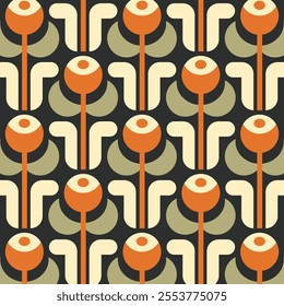 Modern Geometric Floral Seamless Pattern