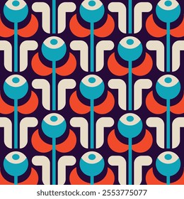 Modern Geometric Floral Seamless Pattern