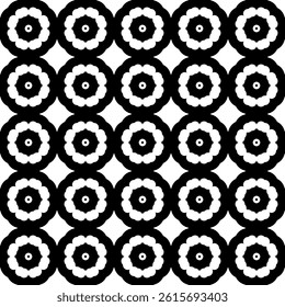 Modern Geometric Floral Seamless Pattern in Black and White, EPS Vector Background. The repetitive vector design features sharp, symmetrical angles and abstract motifs. Delivered in EPS format.