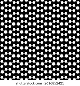 Modern Geometric Floral Seamless Pattern in Black and White Vector Background. Decorative Design for Prints and Backgrounds. Delivered in EPS format.