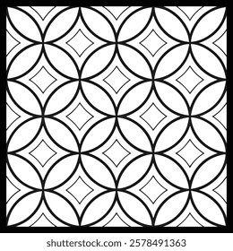 Modern Geometric Floral Tile | Black and White Seamless Pattern with Organic Flowing Shapes for Wallpaper, Prints and Fashion