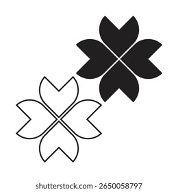 Modern geometric flower design featuring bold and outline petals. Ideal for branding, decoration, textile patterns, or digital art.