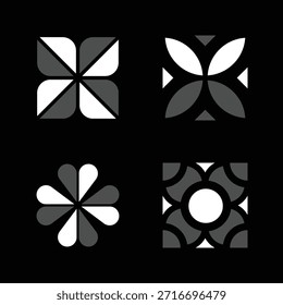 Modern Geometric Flower Shape Arrangement Minimalist Icon Graphic Collection