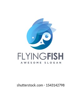 Modern geometric flying fish logo icon vector template on white background