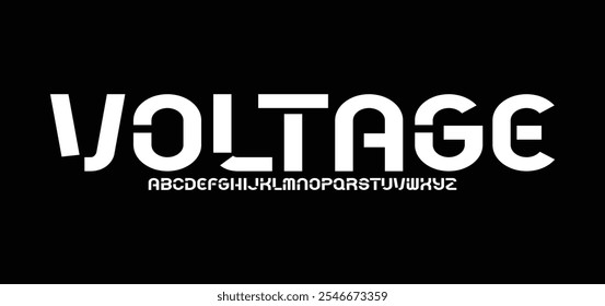 Modern geometric font, abstract tech type and futuristic technology typeface, vector techno alphabet. English letters font of digital future, HUD or computer game cyber world and Sci fi technology
