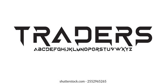 Modern geometric font, abstract tech type and futuristic technology typeface, vector techno alphabet. English letters font of digital future, HUD or computer game cyber world and Sci fi technology

