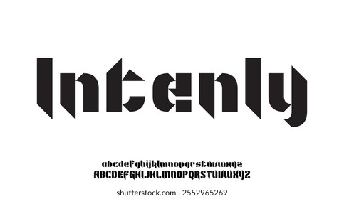 Modern geometric font, abstract tech type and futuristic technology typeface, vector techno alphabet. English letters font of digital future, HUD or computer game cyber world and Sci fi technology
