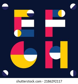 Modern Geometric font set vector illustration EFGH