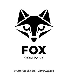 Modern Geometric Fox Logo – Stylish Black and White Fox Head Symbol