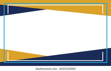 Modern geometric frame design with bold navy blue and gold diagonal shapes and a white center space. Ideal for business presentations, flyers, banners, or digital content templates.