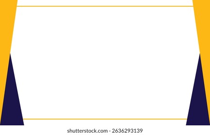 Modern geometric frame design with bold yellow and dark blue accents on a white background. Ideal for presentations, business cards, banners, or digital content with a clean, professional layout.