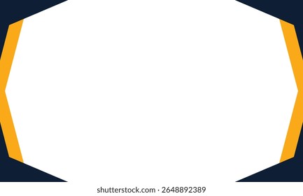 Modern geometric frame with navy blue corners and orange side accents on a white background. Ideal for templates, banners, business presentations, or clean professional layouts.