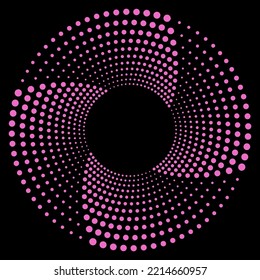 Moderner geometrischer Rahmen. Vortex hat gepunktete Form. Trendy Design Element für Rahmen, Logo, Tattoo, Symbol, Web, Drucke, Plakate, Vorlage, Muster und abstrakte Hintergründe. Optische Illusion. Op Art.