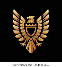 Modern geometric Golden Eagle Symbol vector illustrator