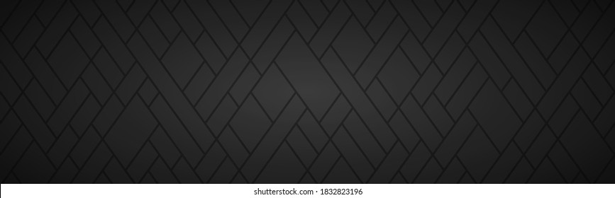 Cabecera geométrica moderna con cuadrícula negra. Banner de franjas y líneas. Resumen de fondo negro y gris. Diseño de lujo