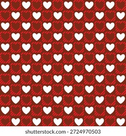 Modern geometric heart grid background featuring reddish-brown striped tiles. fabric pattern	