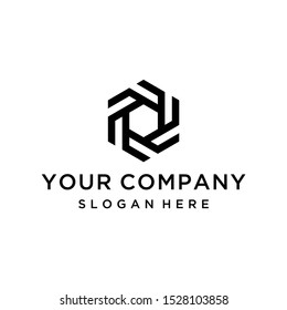Modern geometric hexagon network logo design vector