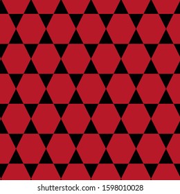 Modern geometric hexagonal seamless star background pattern vector. Red, black. Perfect for background, backdrop, banner, poster, fabric and wallpapers.