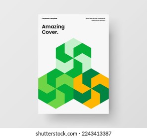 Modern geometric hexagons company brochure illustration. Isolated book cover vector design layout.