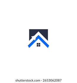 Modern Geometric House Arrow Direction Sign Icon for Real Estate