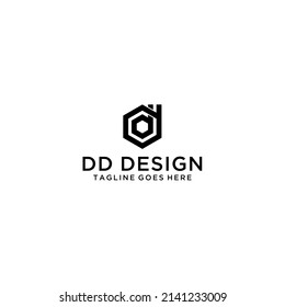 Modern geometric house logo design for architecture and real estate brand identity