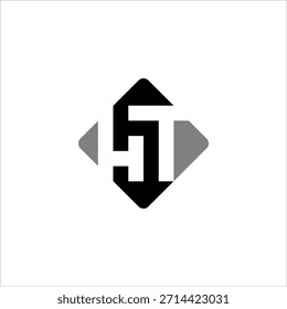 Moderne geometrische helle Monogramm-Logo, Vektorgrafik mit ineinandergreifenden Buchstaben und schwarz-grauer Rhombusform