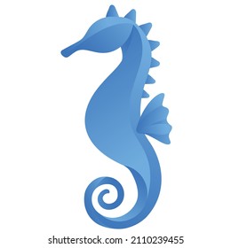 Modern geometric illustration of beautiful blue seahorse