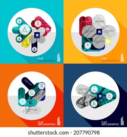 Modern geometric infographic set in trendy flat style. Business abstract layout collection