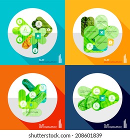 Modern geometric infographic set in trendy flat style. Business abstract layout collection