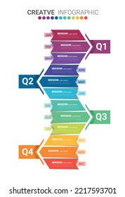 Moderne geometrische Infografik-Vorlage für 12 Monate, 1 Jahr, kann für Workflow-Layout, Diagramm, Anzahl-Step-Up Optionen verwendet werden.