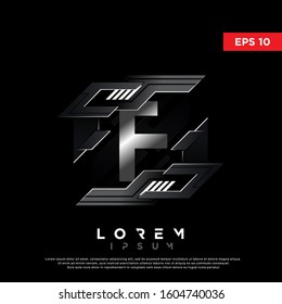 modern geometric initial letter f technology logo. 3d icon, template design