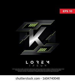 modern geometric initial letter k technology logo. 3d icon, template design