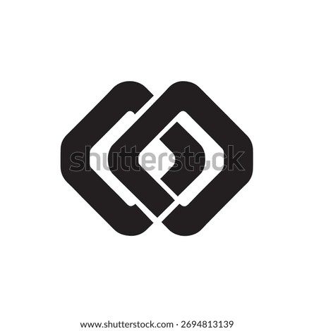 Modern geometric interlocking chain link vector illustration abstract corporate logo design element for connection and security branding template