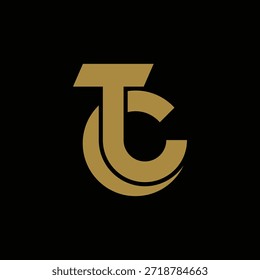 Moderna Geométrica Intertravamento Letra TC Monograma Logo, Luxo Ouro Branding Ícone Vetor.