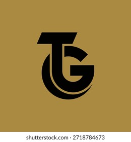 Moderna Geométrica Intertravamento Letra TG Monograma Logo, fundo de Ouro Circular Minimalista. 