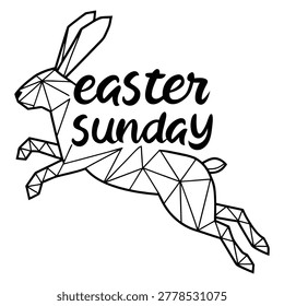 Modern Geometric Jumping Easter Bunny Polygonal Silhouette Vector