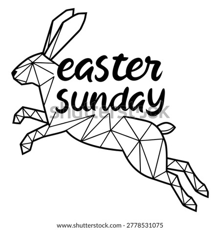 Modern Geometric Jumping Easter Bunny Polygonal Silhouette Vector