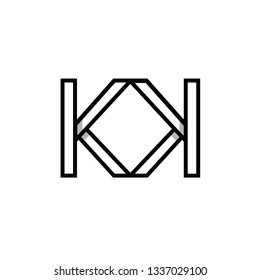 Modern geometric KK initials monogram logo for fashion luxury business. Isolated black reflected outline letters on white back ground. Corporate identity and branding minimalism design template