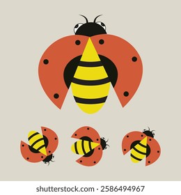 "Modern geometric ladybug illustration, perfect for branding, nature themes, and creative design projects.