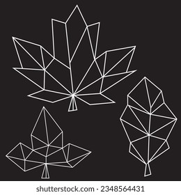 Modern geometric leaf art, line vector illustration