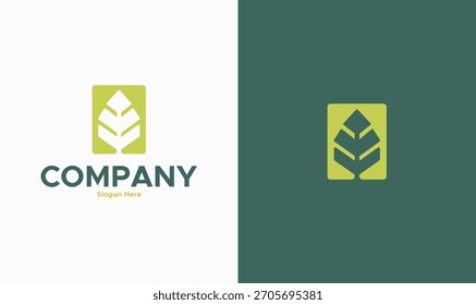 Modern geometric leaf logo with clean minimal lines and bold symmetry.
