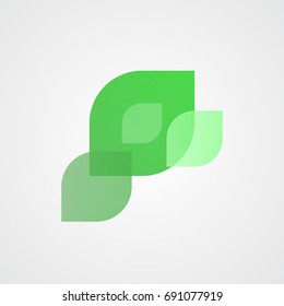 Modern geometric leaf logo. Set of leaves icon.