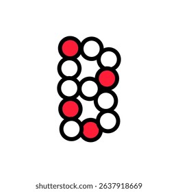 Modern Geometric Letter B with Bold Circle Pattern, Creative Abstract B Typography with Red and White Dots