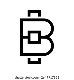 Logotipo moderno da letra geométrica B com acentos quadrados.
