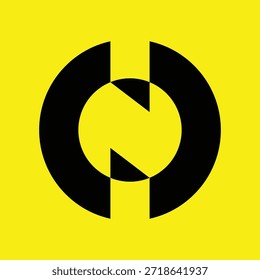 Logotipo geométrico moderno del monograma del CN de la letra, Vector negativo circular minimalista del icono de la marca del espacio.
