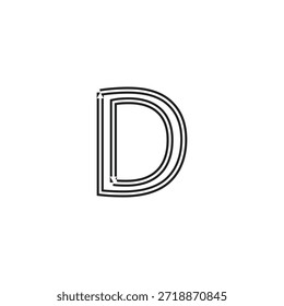 Logotipo geométrico moderno de la letra D con las flechas direccionales y la trayectoria lineal para la marca de la tecnología, de la logística, y de la navegación