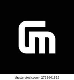 Modern Geometric Letter GM Monogram Logo, Minimalist Bold White Branding Icon Vector.